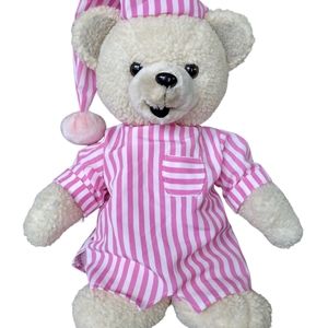 Peek A Boo Pajama Bear in Pink and White